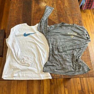Nike long sleeve dry fit 2 lot shirt bundle. Large New Orleans Saints